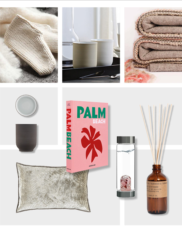 Collage von Produkten des RAUM concept stores, die bei der Anwendung eines Detox-Wickels hilfreich sein könnten