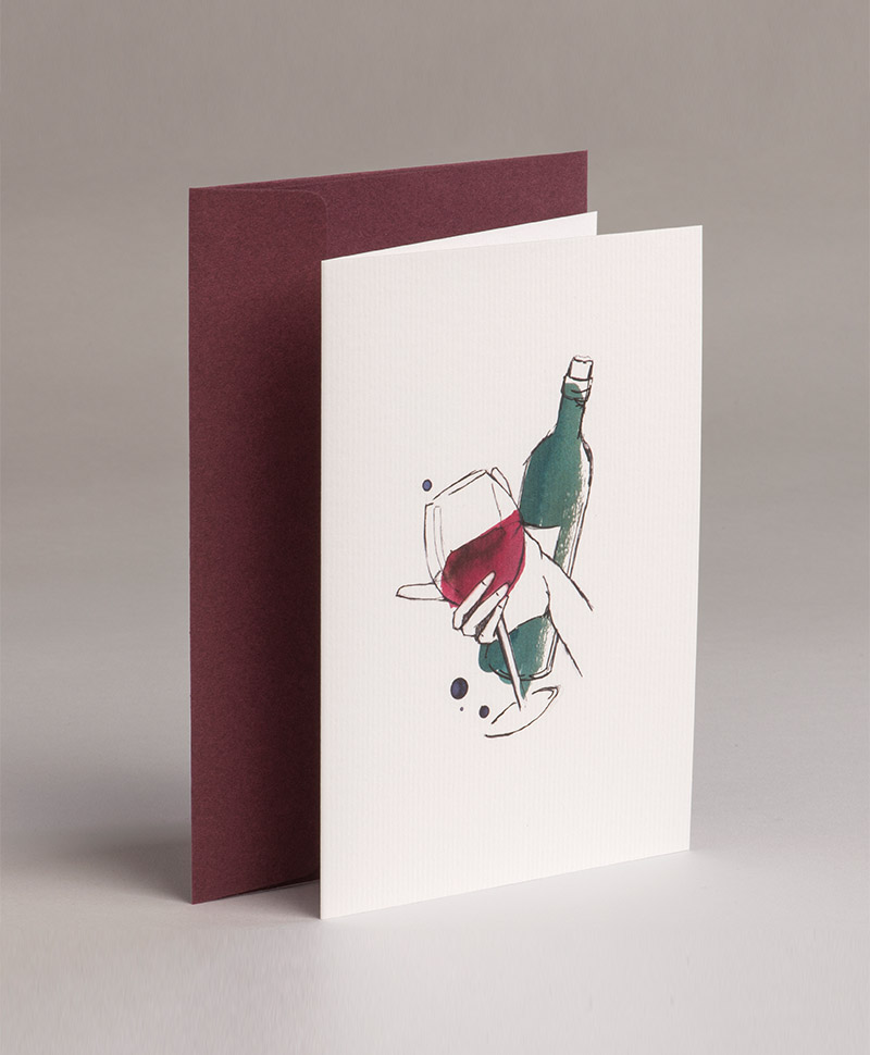 Eine Grußkarte mit einem Wein-Motiv von GMUND Papier